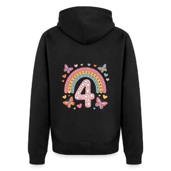 Papillon arc-en-ciel 4e anniversaire fille - Veste à capuche bio Premium Unisexe - noir - Dos - Nico (187cm)
