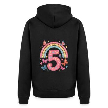Papillon arc-en-ciel 5e anniversaire fille - Veste à capuche bio Premium Unisexe - noir - Dos - Nico (187cm)