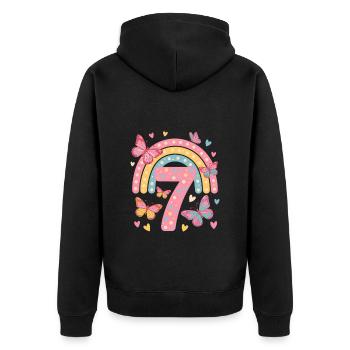 Papillon arc-en-ciel 7e anniversaire fille - Veste à capuche bio Premium Unisexe - noir - Dos - Nico (187cm)