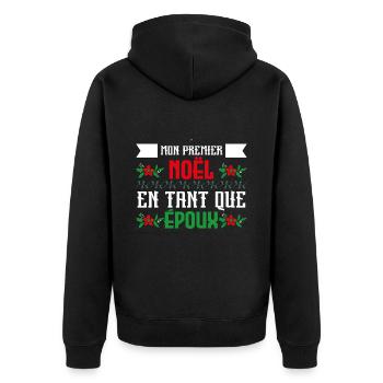 mon premier Noël en tant que epoux - Veste à capuche bio Premium Unisexe - noir - Dos - Nico (187cm)