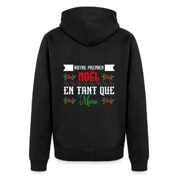 Notre premier Noël en tant que marié - Veste à capuche bio Premium Unisexe - noir - Dos - Nico (187cm)