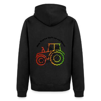 Traktor - Unisex Premium Bio Zip Hoodie - Schwarz - Hinten - Nico (187cm)