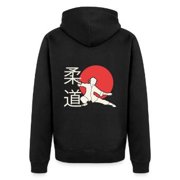Judo. Judo-Geschenkidee. Kampfsport-Geschenk. - Unisex Premium Bio Zip Hoodie - Schwarz - Hinten - Nico (187cm)