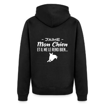 J aime mon chien - Veste à capuche bio Premium Unisexe - noir - Dos - Nico (187cm)