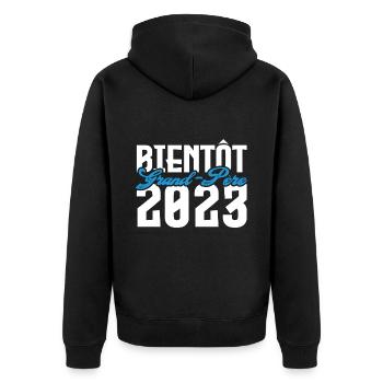Cadeau Annonce grossesse bientôt Grand-père 2023. - Veste à capuche bio Premium Unisexe - noir - Dos - Nico (187cm)