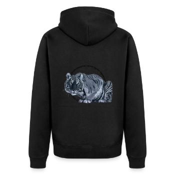Tiger - Unisex Premium Organic Zip Hoodie - black - Back - Nico (187cm)