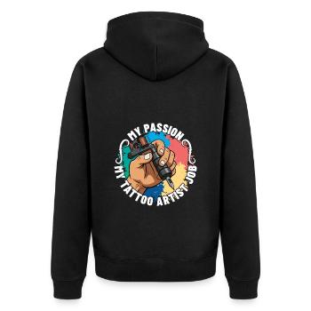 Tattoo Artist My Passion My Traditional Tattoo - Unisex Premium Bio Zip Hoodie - Schwarz - Hinten - Nico (187cm)