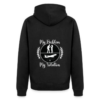 Instructeur de vol Mon problème Mon pictogramme Maman Papa - Veste à capuche bio Premium Unisexe - noir - Dos - Nico (187cm)