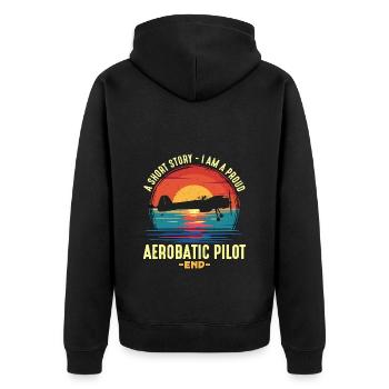 Aerobatic Pilot A Short Story I Am A Glider Pilot - Unisex Premium Bio Zip Hoodie - Schwarz - Hinten - Nico (187cm)