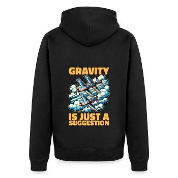 Aerobatic Pilot Gravity Is Just Aerobatic Maneuver - Unisex Premium Organic Zip Hoodie - black - Back - Nico (187cm)