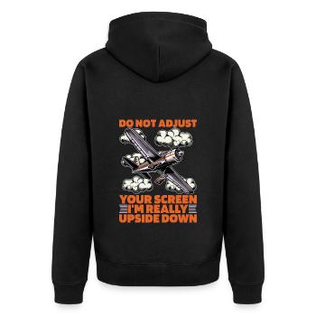 Aerobatic Pilot Do Not Adjust Your Screen Aviation - Unisex Premium Bio Zip Hoodie - Schwarz - Hinten - Nico (187cm)