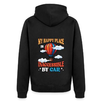 Hot Air Ballooning My Happy Place Balloon Aircraft - Unisex Premium Bio Zip Hoodie - Schwarz - Hinten - Nico (187cm)