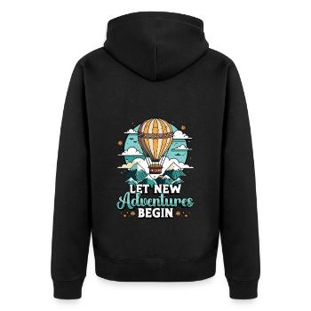 Hot Air Ballooning Let New Adventures Ballooning - Unisex Premium Bio Zip Hoodie - Schwarz - Hinten - Nico (187cm)