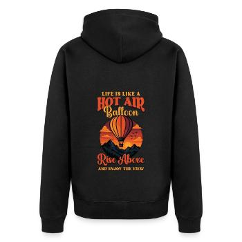 Hot Air Ballooning Life Is Like Hot Air Balloonist - Unisex Premium Bio Zip Hoodie - Schwarz - Hinten - Nico (187cm)