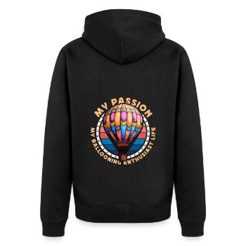 Ballooning Enthusiast My Passion My Balloon Pilot - Unisex Premium Organic Zip Hoodie - black - Back - Nico (187cm)