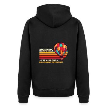Ballooning Enthusiast Morning Is Not My Aviation - Unisex Premium Organic Zip Hoodie - black - Back - Nico (187cm)