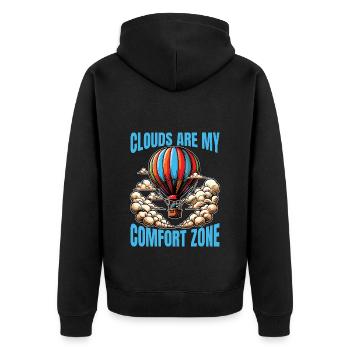 Hot Air Ballooning Clouds Are My Comfort Aviation - Unisex Premium Bio Zip Hoodie - Schwarz - Hinten - Nico (187cm)