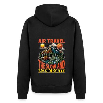 Hot Air Ballooning Air Travel The Slow Aeronaut - Unisex Premium Bio Zip Hoodie - Schwarz - Hinten - Nico (187cm)