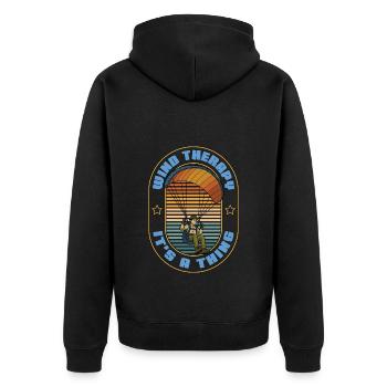 Paragliding Wind Therapy It's A Thing Parachuting - Unisex Premium Organic Zip Hoodie - black - Back - Nico (187cm)
