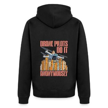 Drone Pilots Do It Anonymously Drone Operator - Unisex Premium Organic Zip Hoodie - black - Back - Nico (187cm)