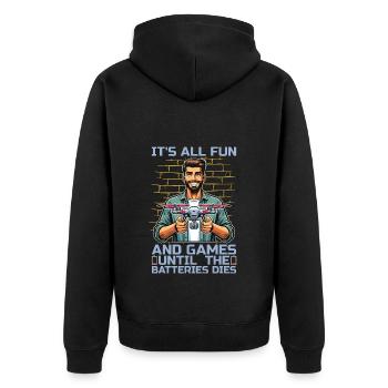 Drone Enthusiast It's All Fun And Games Quadcopter - Unisex Premium Organic Zip Hoodie - black - Back - Nico (187cm)