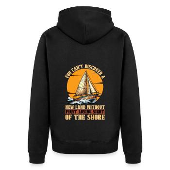 Sailing You Can't Discover A New Land Sailing Boat - Unisex Premium Bio Zip Hoodie - Schwarz - Hinten - Nico (187cm)