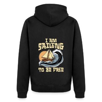 Sailing I Am Sailing To Be Free Boat Enthusiast - Unisex Premium Bio Zip Hoodie - Schwarz - Hinten - Nico (187cm)