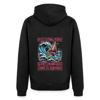 Sailing Let's Sail Away From Adulting Fisherman - Unisex Premium Organic Zip Hoodie - black - Back - Nico (187cm)
