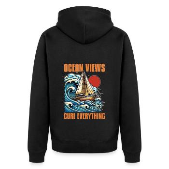 Navigation Vue sur l’océan Cure Everything Pêcheur - Veste à capuche bio Premium Unisexe - noir - Dos - Nico (187cm)