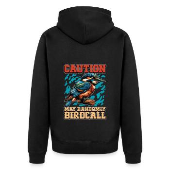 Ornithologie Attention Peut Observation aléatoire des oiseaux - Veste à capuche bio Premium Unisexe - noir - Dos - Nico (187cm)