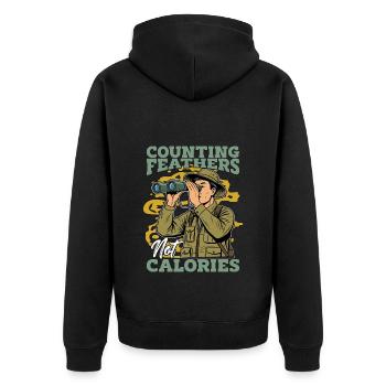 Ornithology Counting Feathers Not Calories Birding - Unisex Premium Bio Zip Hoodie - Schwarz - Hinten - Nico (187cm)