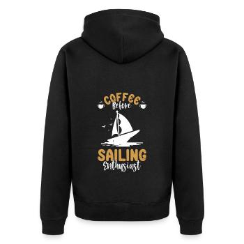 Sailing Coffee Boating Enthusiast Coffee Lover - Unisex Premium Organic Zip Hoodie - black - Back - Nico (187cm)