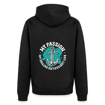 Sailing My Passion My Sailing Ship Boating Lover - Unisex Premium Organic Zip Hoodie - black - Back - Nico (187cm)