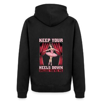 Ballet Keep Your Heels Down Loves Classical Music - Unisex Premium Bio Zip Hoodie - Schwarz - Hinten - Nico (187cm)