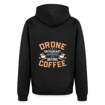 Drone Enthusiast Before Aviation Coffee Lover - Unisex Premium Organic Zip Hoodie - black - Back - Nico (187cm)