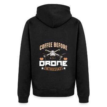 Drone Enthusiast Coffee Quadcopter Coffee Lover - Unisex Premium Organic Zip Hoodie - black - Back - Nico (187cm)
