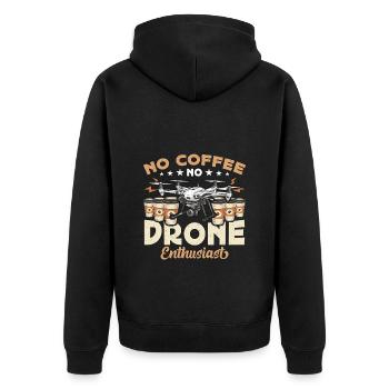 Drone Enthusiast No Coffee Aviation Coffee Lover - Unisex Premium Organic Zip Hoodie - black - Back - Nico (187cm)