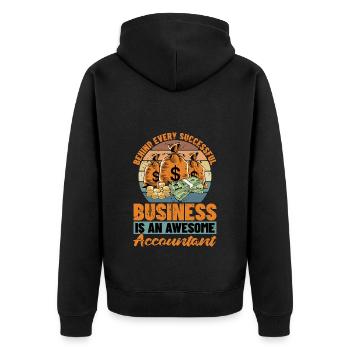 Accounting Behind Every Successful Data Analysis - Unisex Premium Bio Zip Hoodie - Schwarz - Hinten - Nico (187cm)