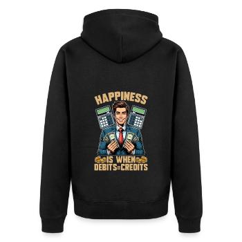 Le bonheur comptable, c’est quand débite Tableur - Veste à capuche bio Premium Unisexe - noir - Dos - Nico (187cm)