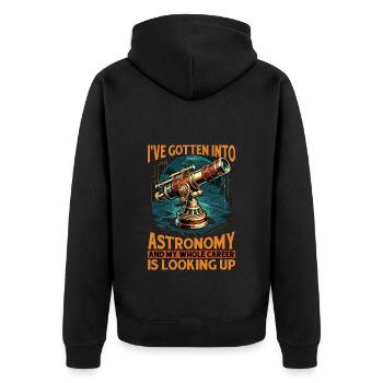 Astrologer I've Gotten Into Astronomy Astrological - Unisex Premium Bio Zip Hoodie - Schwarz - Hinten - Nico (187cm)