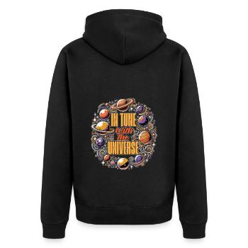 Astrologer In Tune With The Universe Astrologist - Unisex Premium Bio Zip Hoodie - Schwarz - Hinten - Nico (187cm)