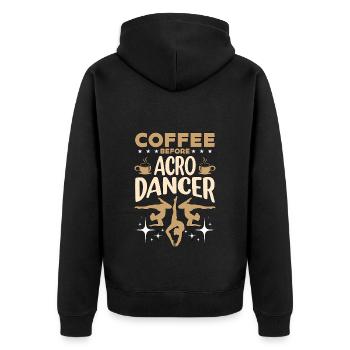 Acro Dancer Coffee Acrobatic Dancing Coffee Lover - Unisex Premium Bio Zip Hoodie - Schwarz - Hinten - Nico (187cm)