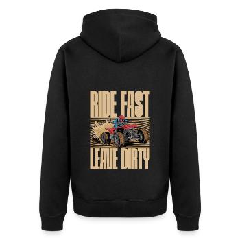 Course de boue Rouler vite Laisser sale Aime la boue S’enliser - Veste à capuche bio Premium Unisexe - noir - Dos - Nico (187cm)