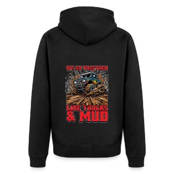 Mud Racing We Go Together Like Offroad Vehicles - Unisex Premium Organic Zip Hoodie - black - Back - Nico (187cm)