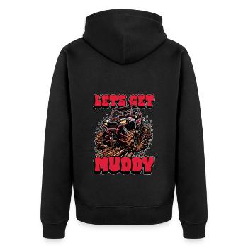 Mud Racing Lets Get Muddy Mud Bogging Enthusiast - Unisex Premium Organic Zip Hoodie - black - Back - Nico (187cm)