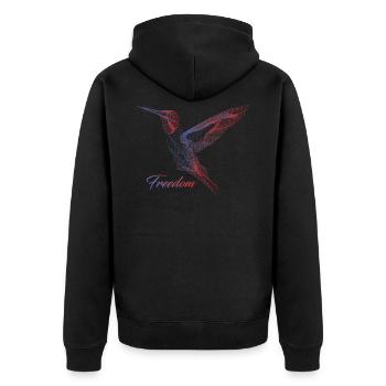 Freedom Peace Bird Peace Freedom - Unisex Premium Organic Zip Hoodie - black - Back - Nico (187cm)