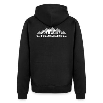 AlpenCrossing 1C - Unisex Premium Bio Zip Hoodie - Schwarz - Hinten - Nico (187cm)