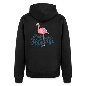 Heute fühl' ich mich Flamingo - Unisex Premium Bio Zip Hoodie - Schwarz - Hinten - Nico (187cm)