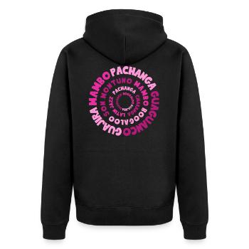 History of Salsa - Salsa Dance Shirts - Unisex Premium Bio Zip Hoodie - Schwarz - Hinten - Nico (187cm)