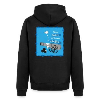 Anti Krieg Spatzen Kanone - Unisex Premium Bio Zip Hoodie - Schwarz - Hinten - Nico (187cm)